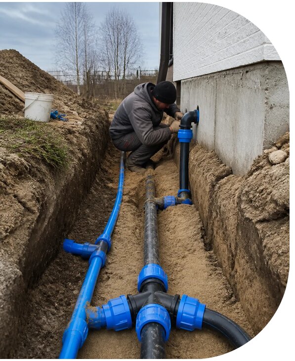Монтаж наружного водопровода на участке под ключ в Славгороде